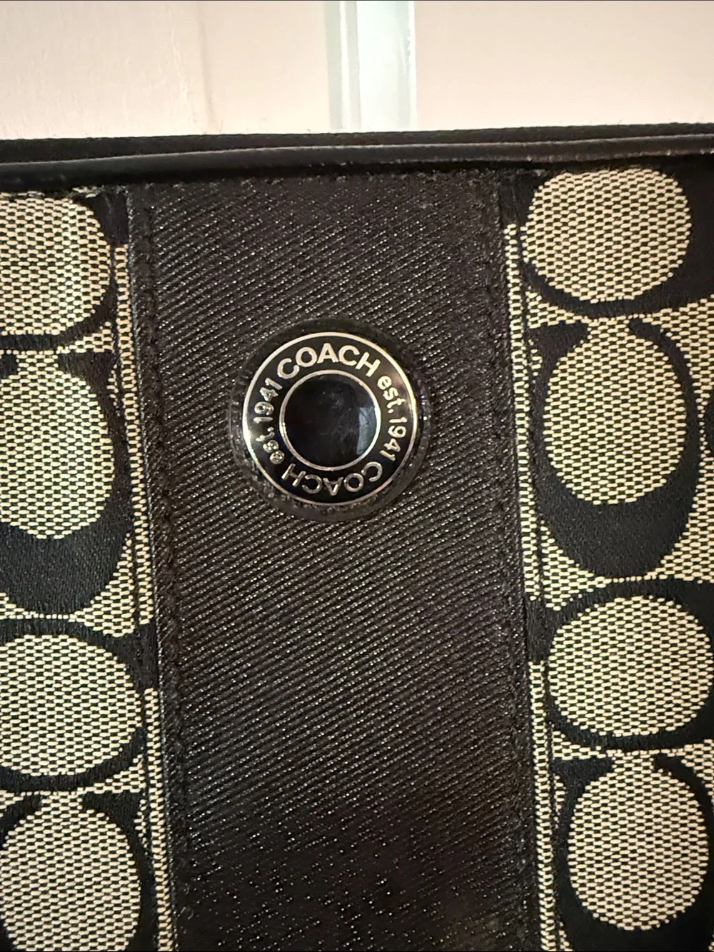 Coach Signature Jacquard Tablet Sleeve in Black and Tan